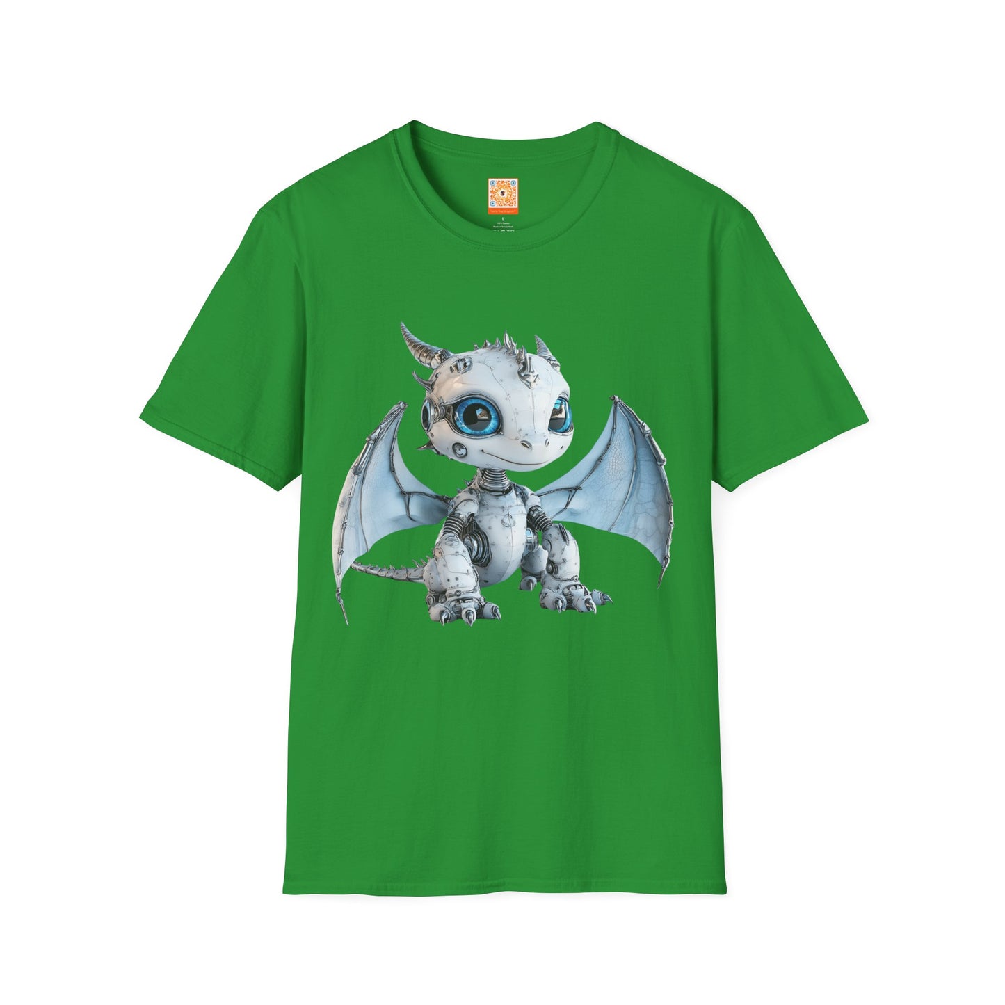 Blue Robot Dragon Adult Unisex Softstyle T-Shirt - Teeny Tiny Dragons