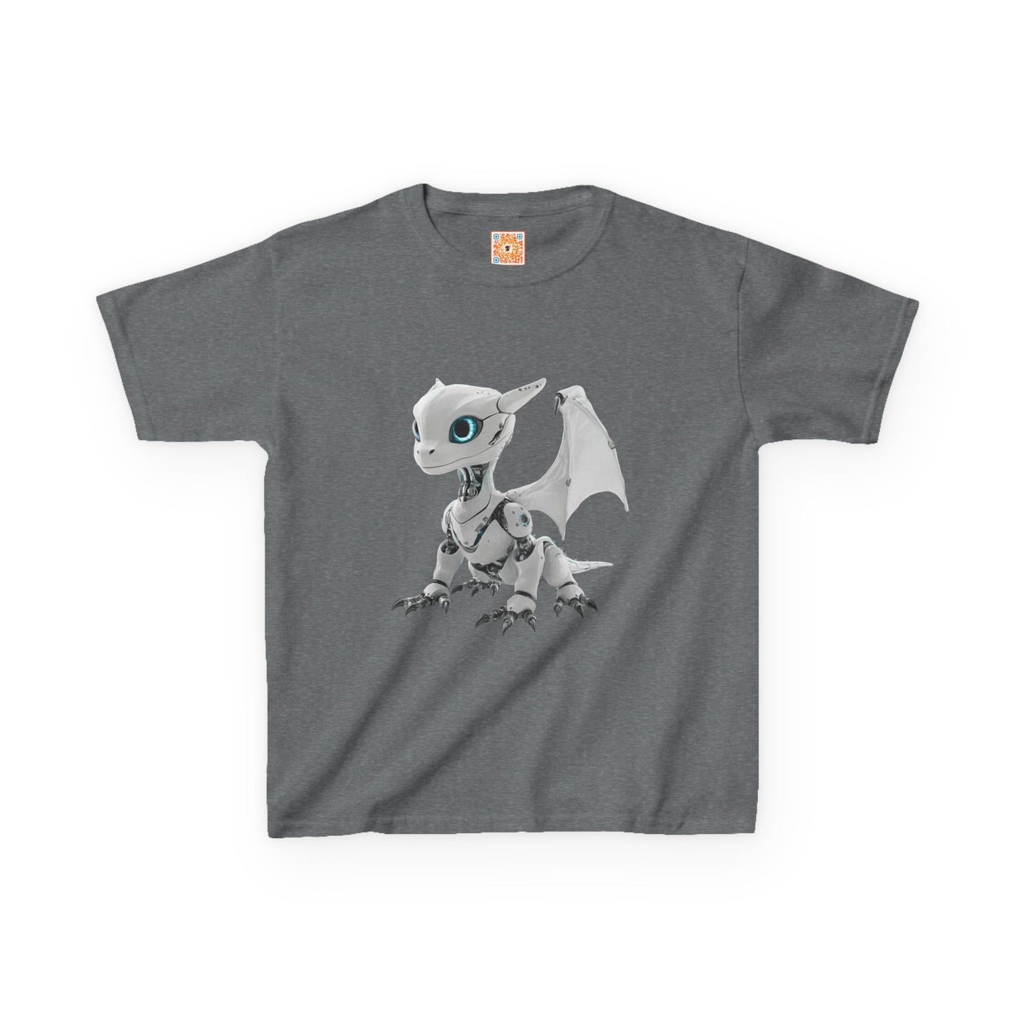 Little White Robot Dragon Kids Heavy Cotton T-Shirt - Teeny Tiny Dragons