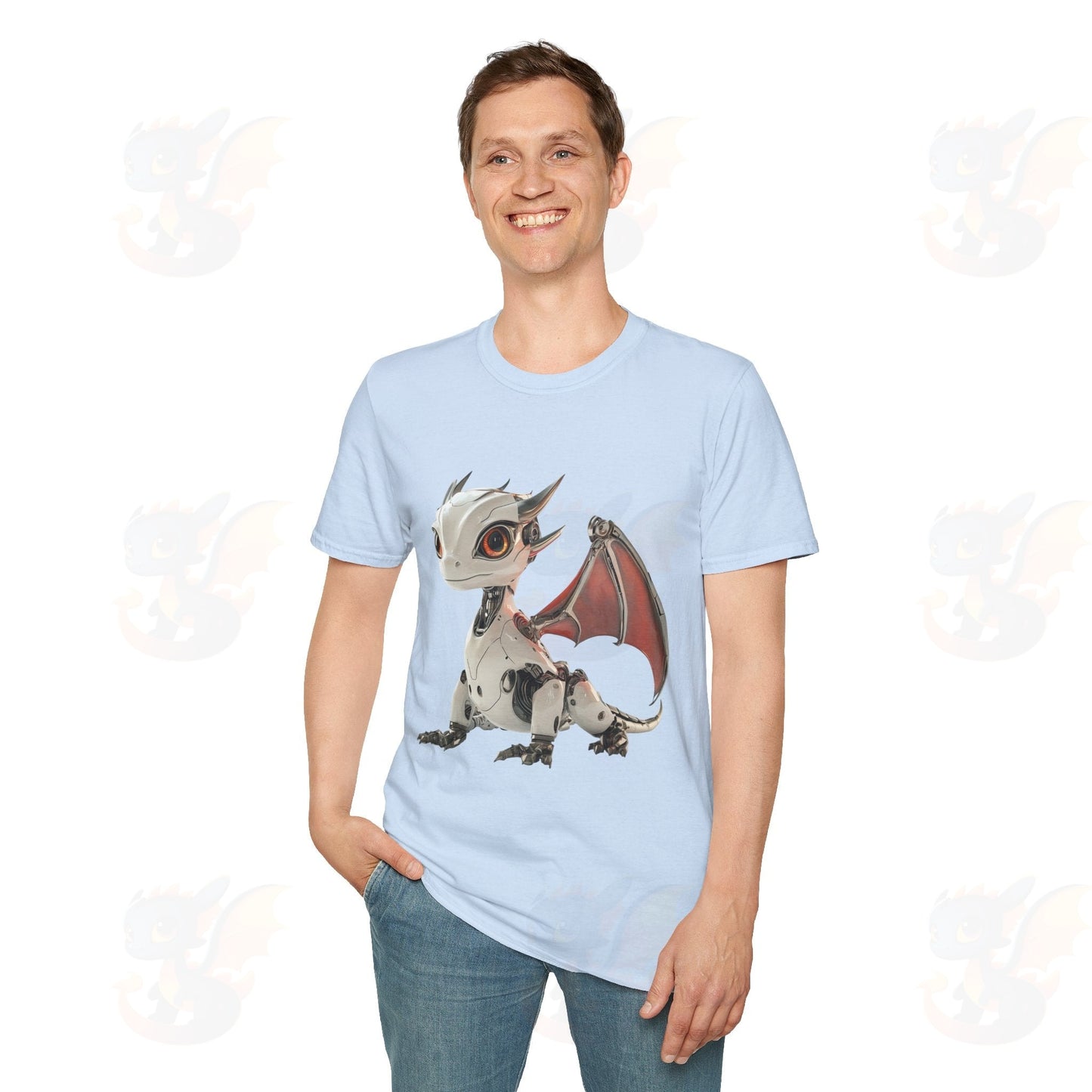 Adult Robot Dragon Design Unisex Softstyle T-Shirt