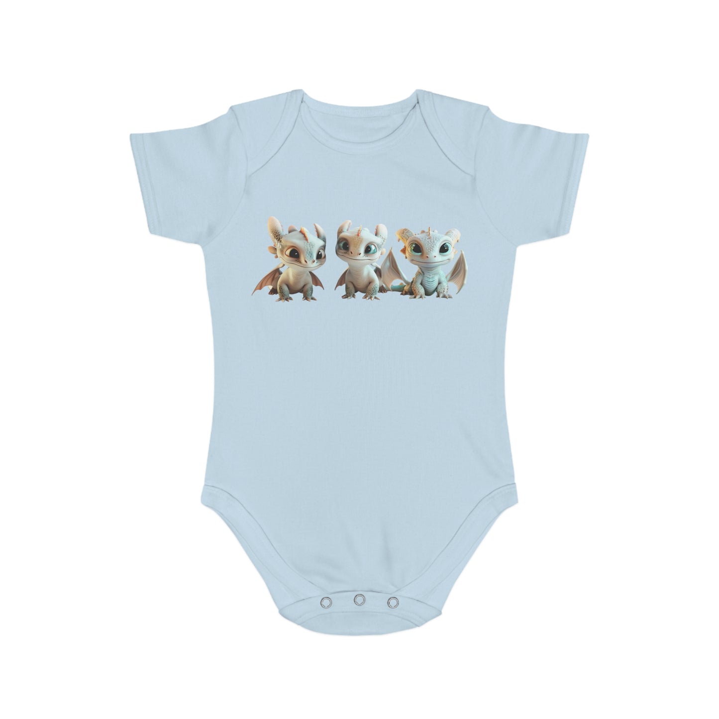 Short Sleeve Baby Bodysuit with 3 Cute Baby Dragons | Teeny Tiny Dragons