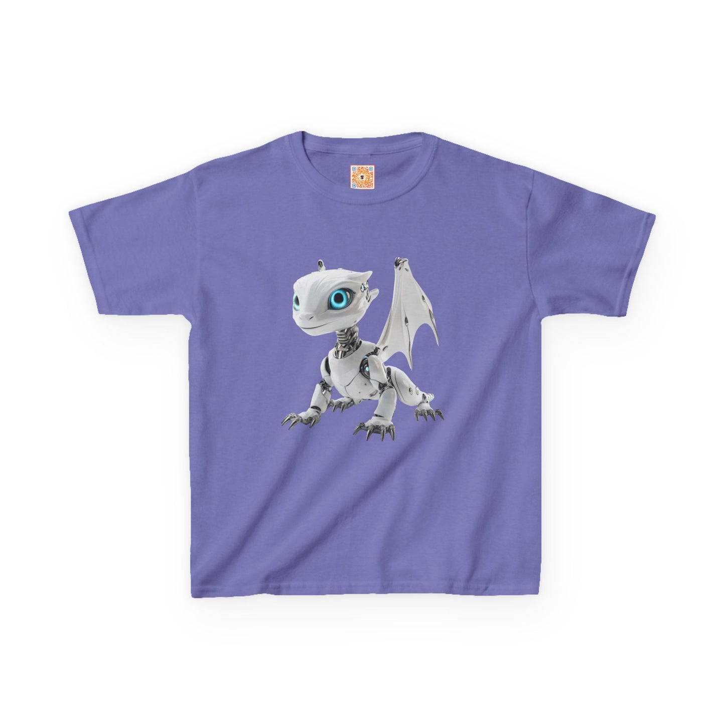 Blue Eyed Robot Dragon Heavy Cotton T-Shirt - Teeny Tiny Dragons