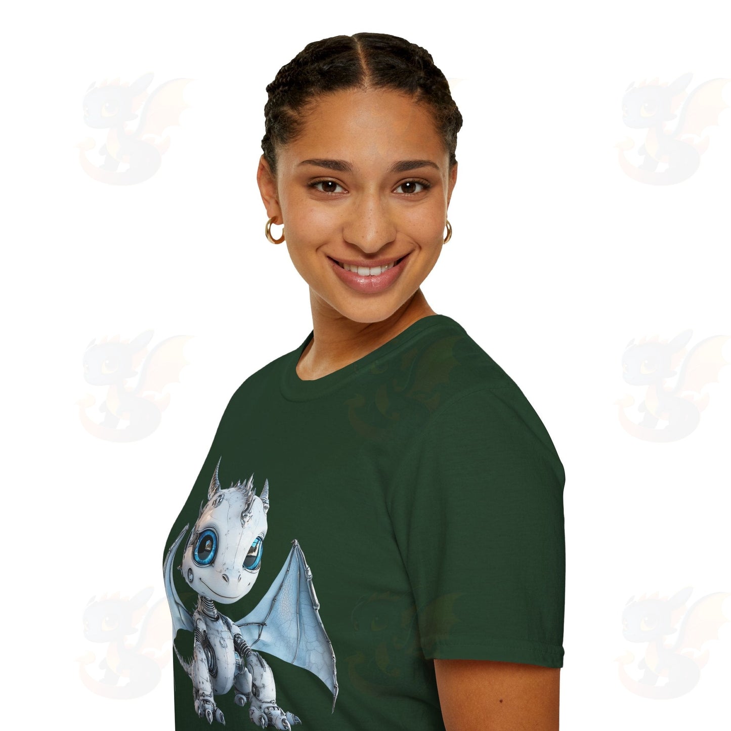 Cute Little Robot Dragon - Adult Robot Dragon Design Unisex Softstyle T-Shirt