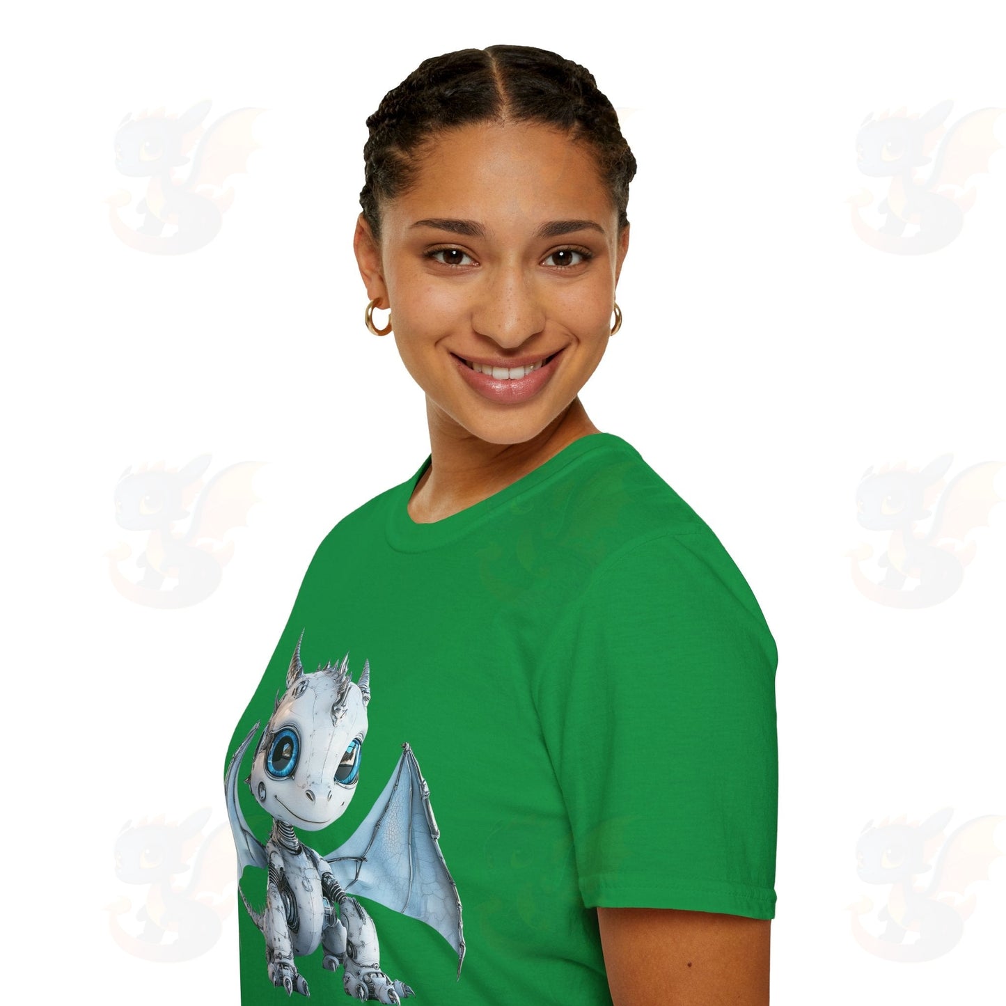 Cute Little Robot Dragon - Adult Robot Dragon Design Unisex Softstyle T-Shirt
