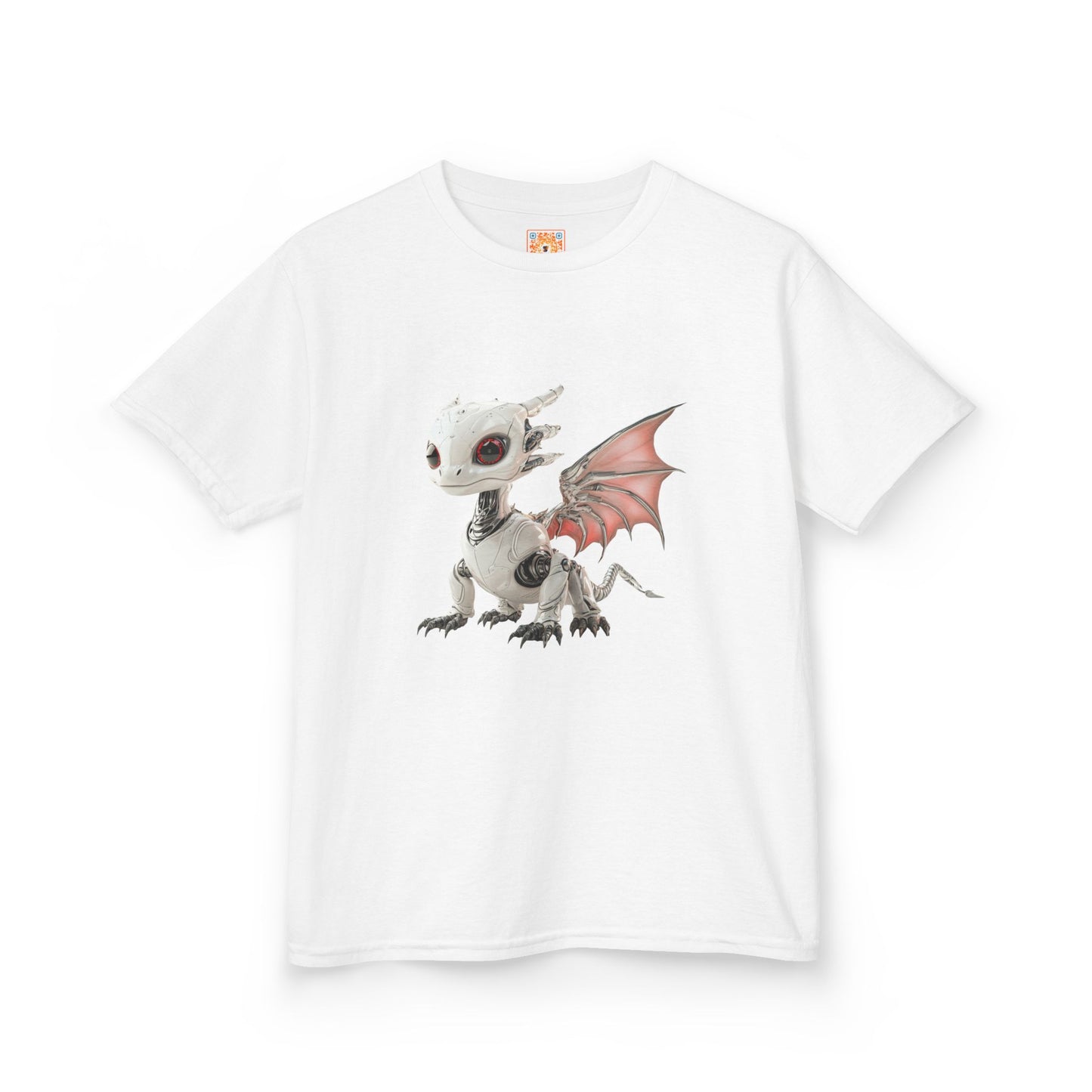 Sitting Grey Robot Dragon Kids 100% Cotton T-Shirt - Teeny Tiny Dragons