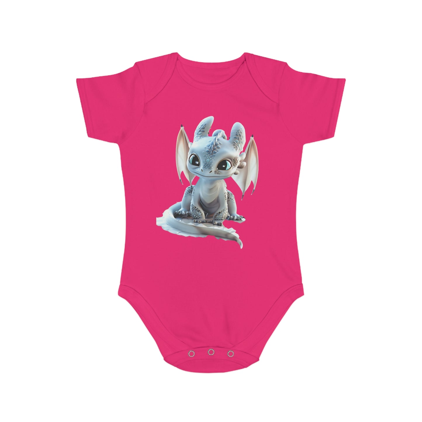 Short Sleeve Baby Bodysuit with an Adorable Baby Dragon