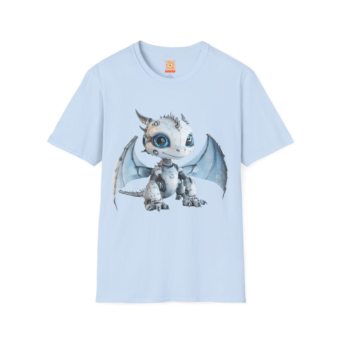 Blue Robot Dragon Adult Unisex Softstyle T-Shirt - Teeny Tiny Dragons