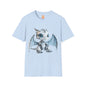 Blue Robot Dragon Adult Unisex Softstyle T-Shirt - Teeny Tiny Dragons