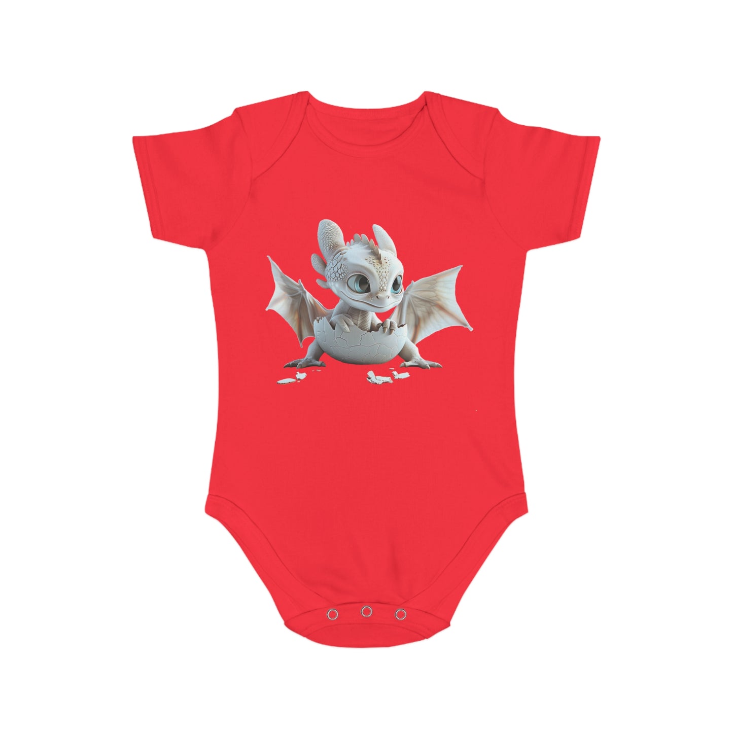 Short Sleeve Baby Bodysuit with an Adorable Baby Dragon