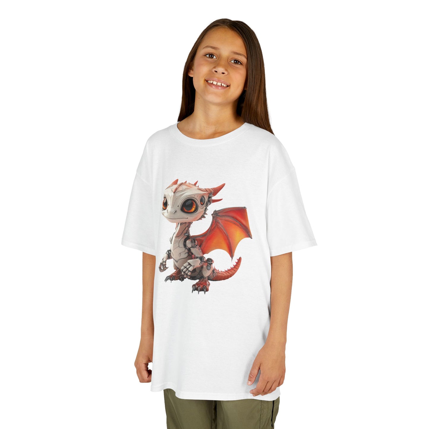 Red Robot Dragon Kids Heavy Cotton T-Shirt - Teeny Tiny Dragons