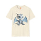 Blue Robot Dragon Adult Unisex Softstyle T-Shirt - Teeny Tiny Dragons