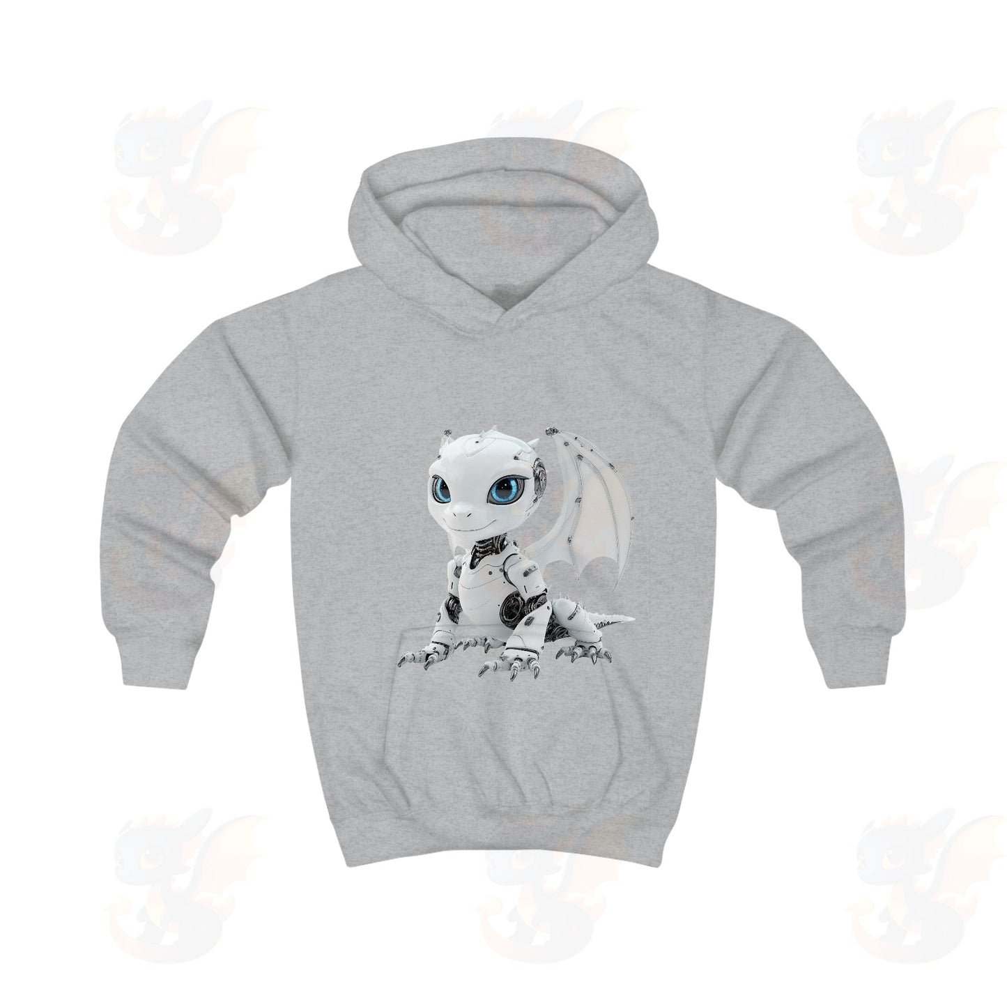 Cool Looking White Robot Dragon - Kids Hoodie