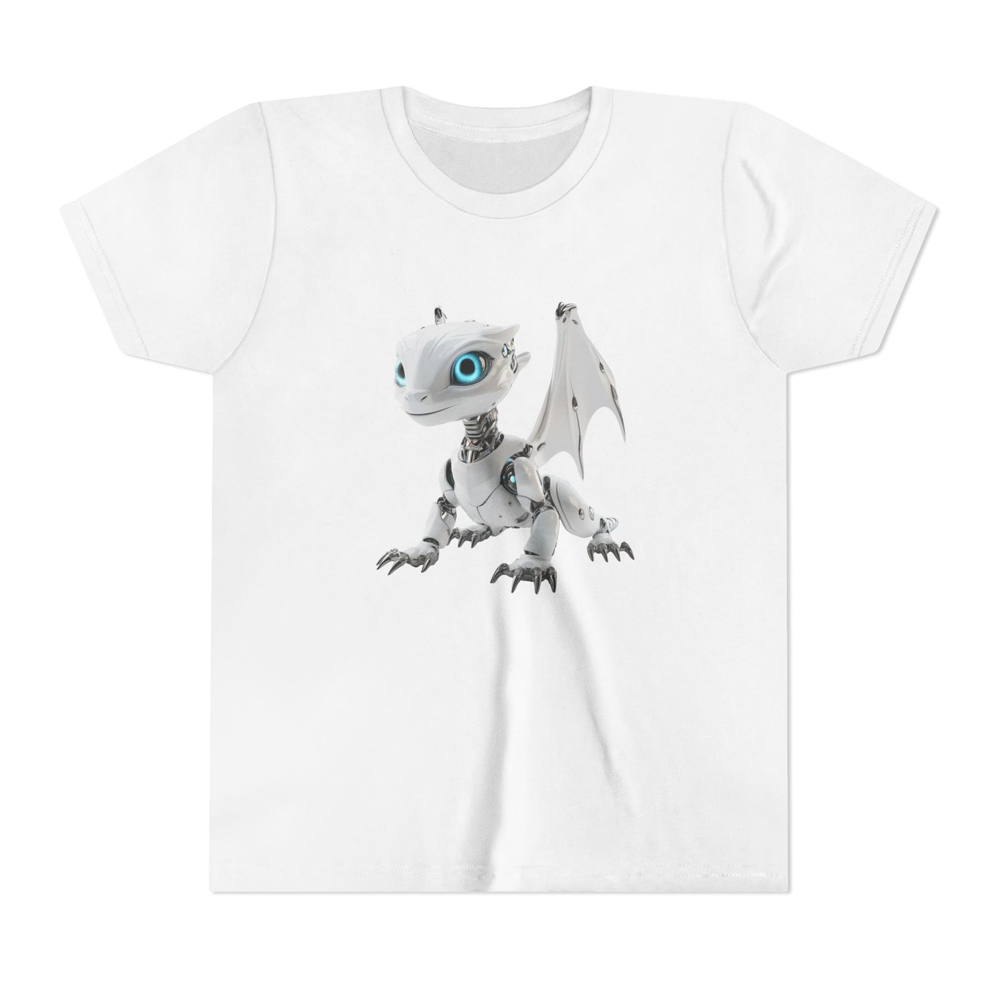 White Robot Dragon - Youth Short Sleeve T-Shirt - Teeny Tiny Dragons