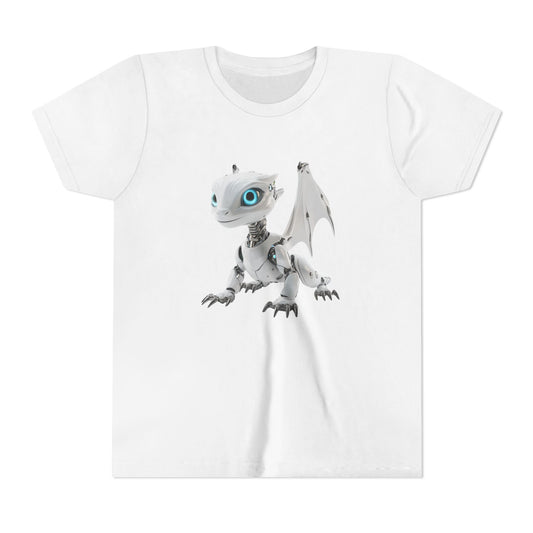 White Robot Dragon - Youth Short Sleeve T-Shirt - Teeny Tiny Dragons
