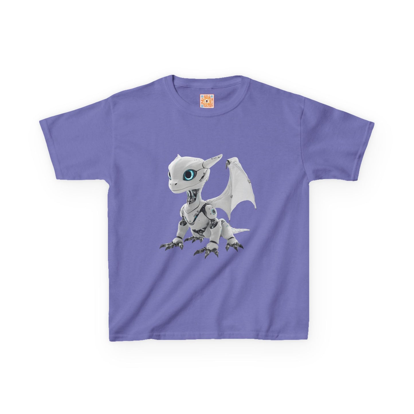Little White Robot Dragon Kids Heavy Cotton T-Shirt - Teeny Tiny Dragons