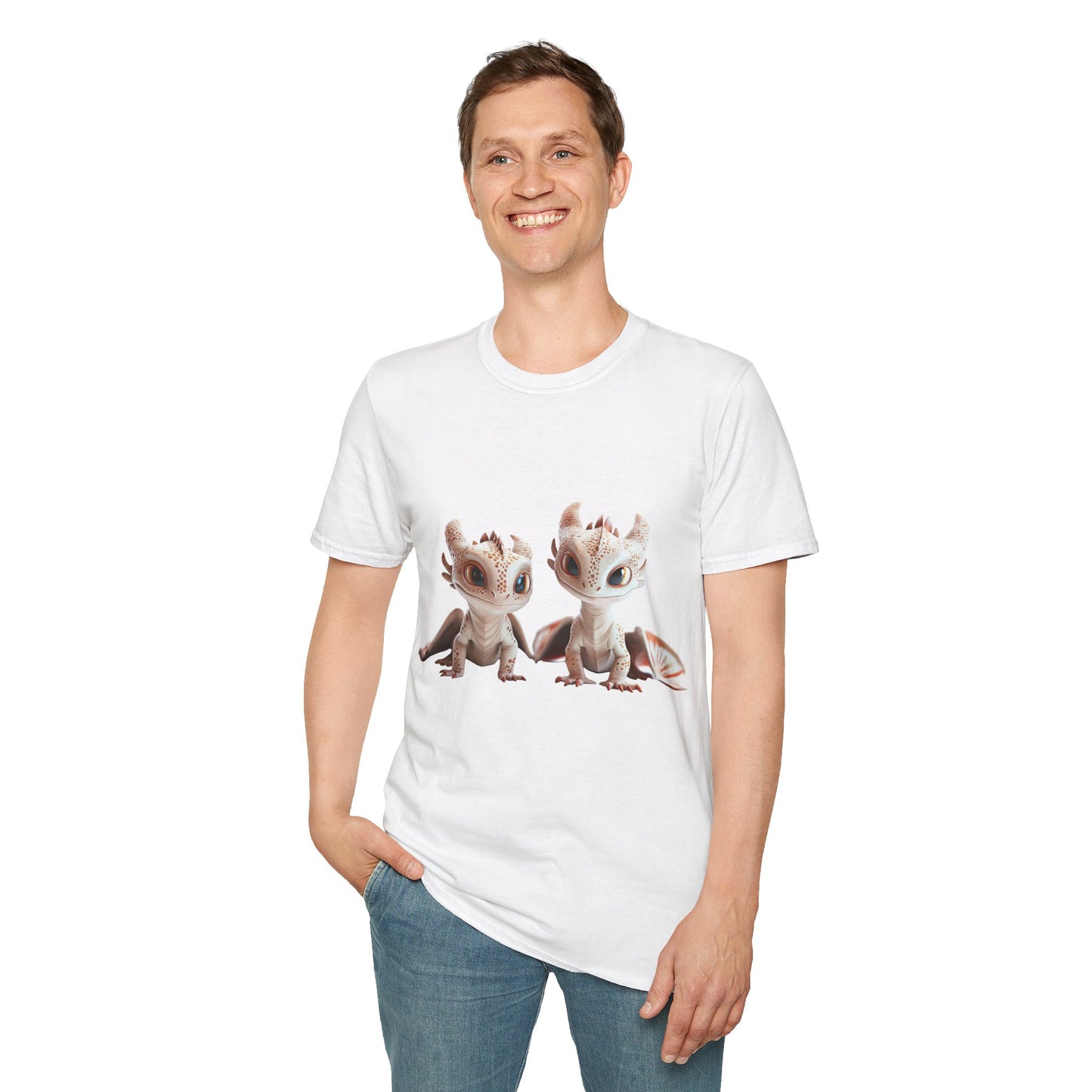Twin Baby Dragons Adult Unisex Softstyle T-Shirt - Teeny Tiny Dragons