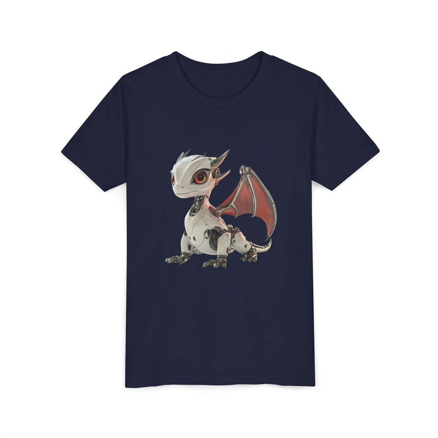 Awesome Looking Robot Dragon - Youth Short Sleeve T-Shirt - Teeny Tiny Dragons