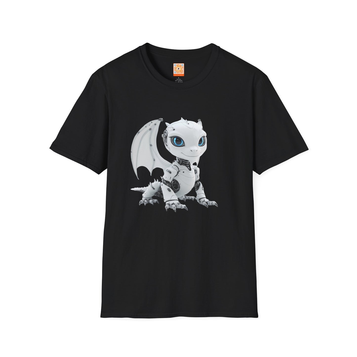 White Robot Dragon Adult Unisex Softstyle T-Shirt - Teeny Tiny Dragons