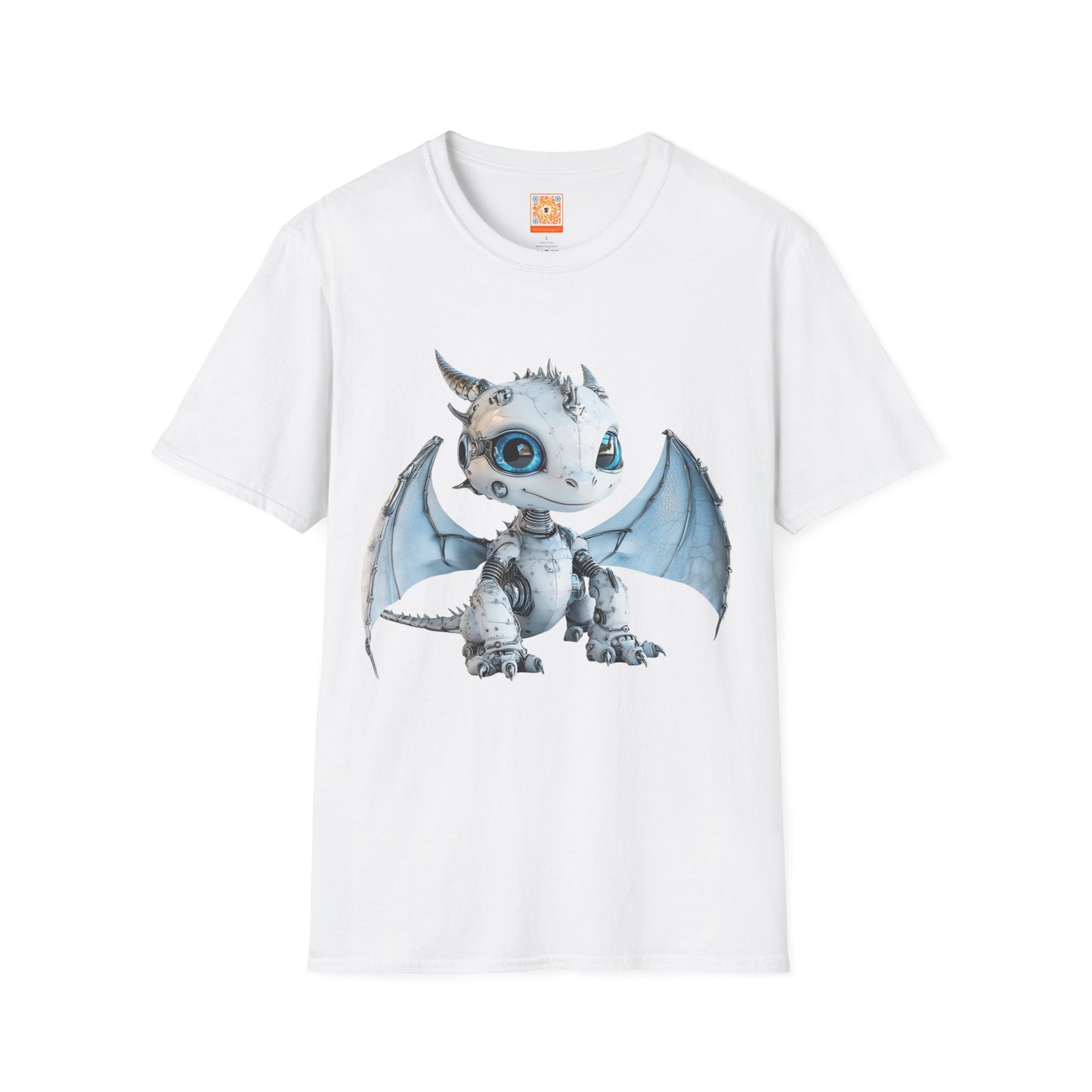Blue Robot Dragon Adult Unisex Softstyle T-Shirt - Teeny Tiny Dragons