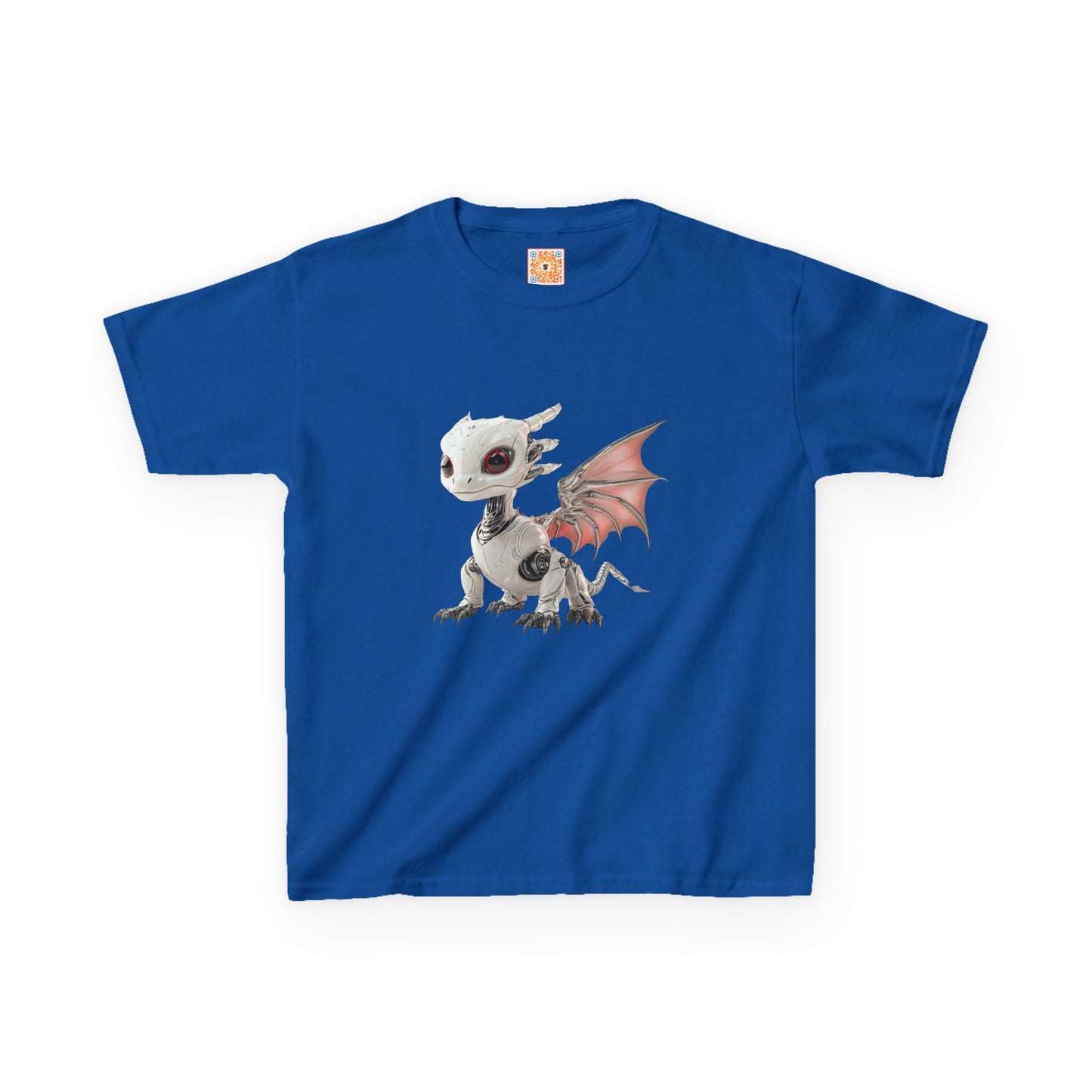 Sitting Grey Robot Dragon Kids 100% Cotton T-Shirt - Teeny Tiny Dragons
