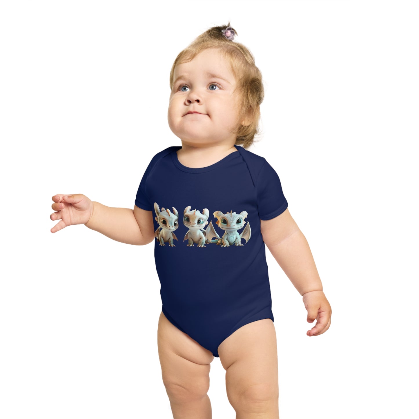Short Sleeve Baby Bodysuit with 3 Cute Baby Dragons | Teeny Tiny Dragons