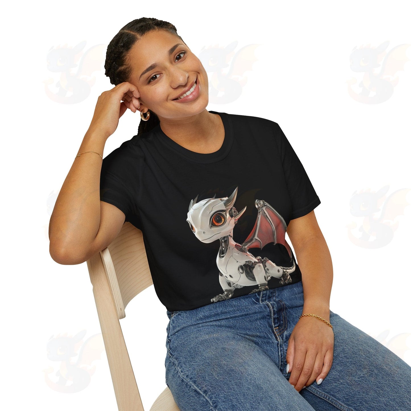Adult Robot Dragon Design Unisex Softstyle T-Shirt